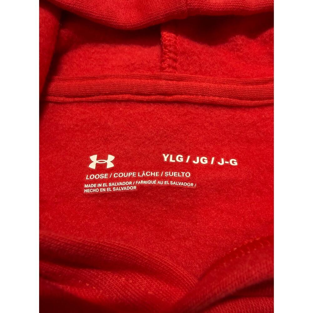 NWT Under Armour Rival Fleece Big Logo Hoodie Boys Large Racer Red Long Sleeve - Picture 4 of 6